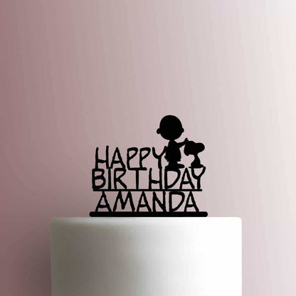 Custom Peanuts ? Charlie Brown and Snoopy Name - Acrylic Cake Topper