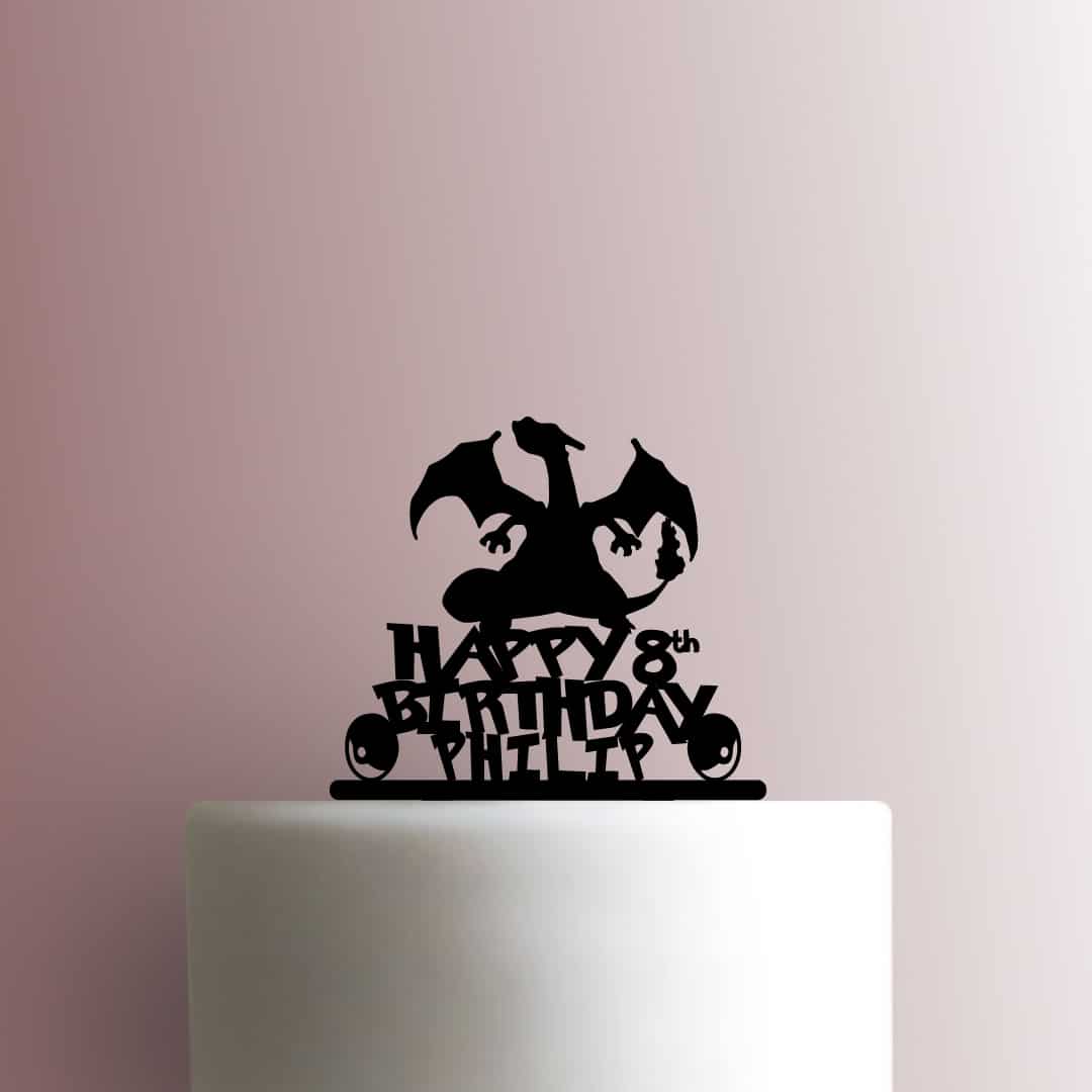 Custom Pokemon Charizard Name and Age - Acrylic Cake Topper
