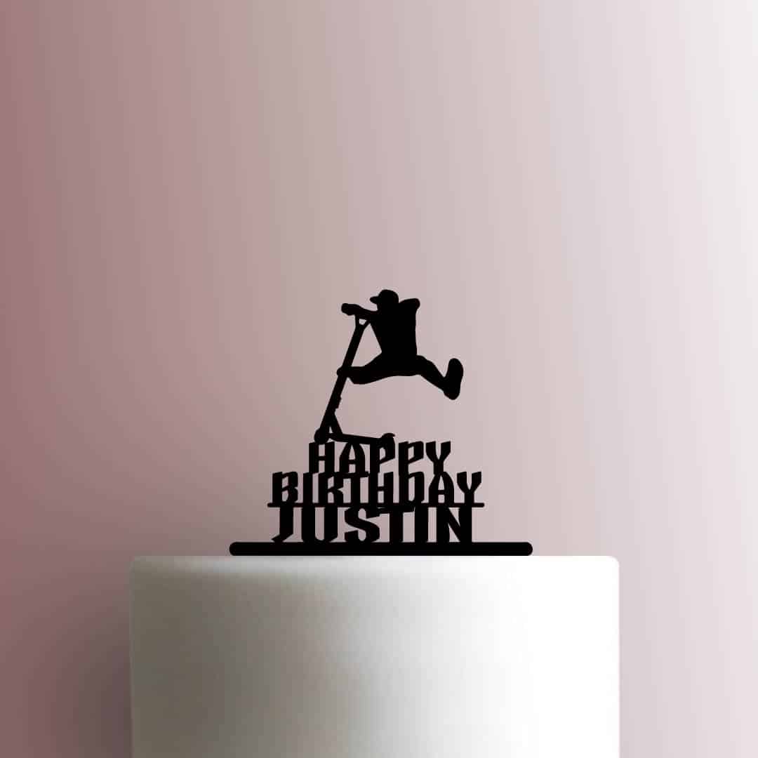Custom Scooter Stunt Happy Birthday Name - Acrylic Cake Topper