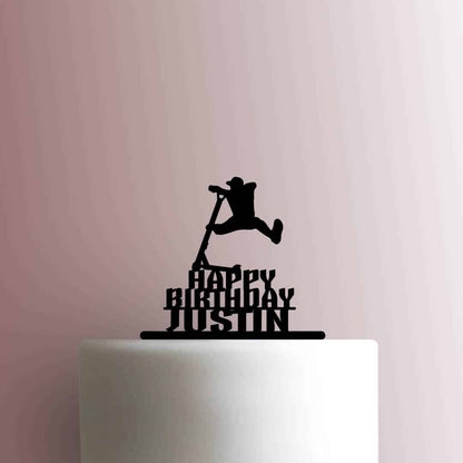 Custom Scooter Stunt Happy Birthday Name - Acrylic Cake Topper