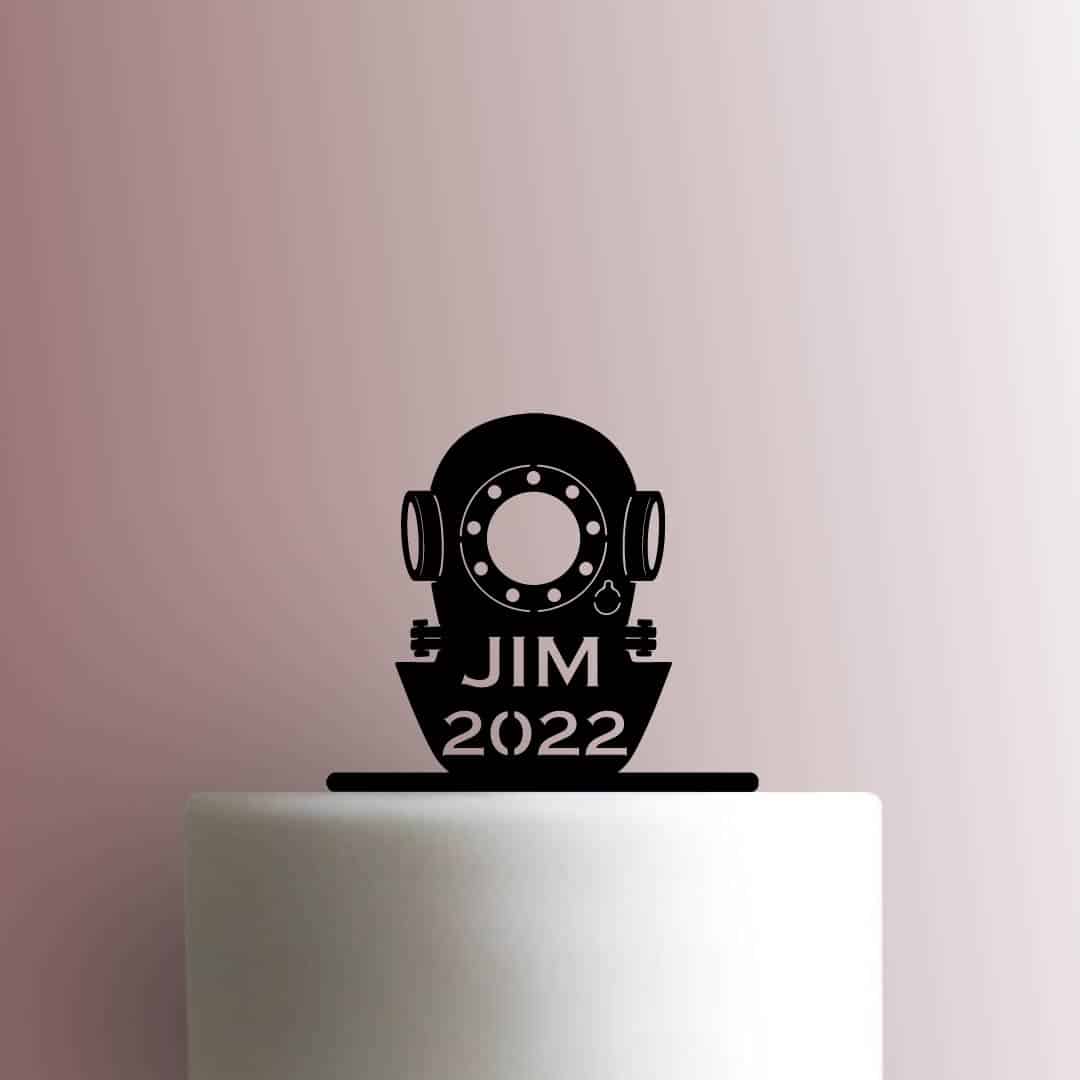 Custom Scuba Diver Name and Year - Acrylic Cake Topper