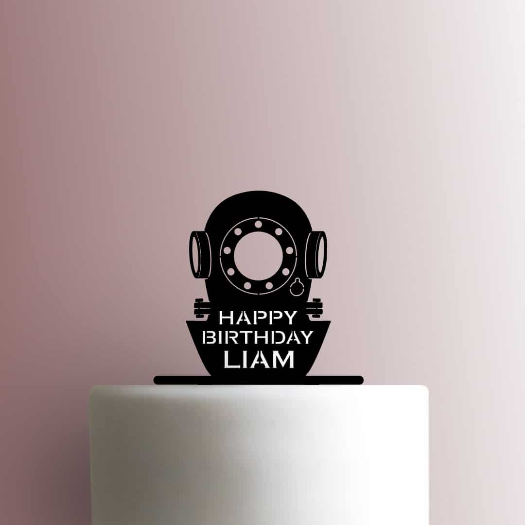 Custom Scuba Diver Happy Birthday - Acrylic Cake Topper