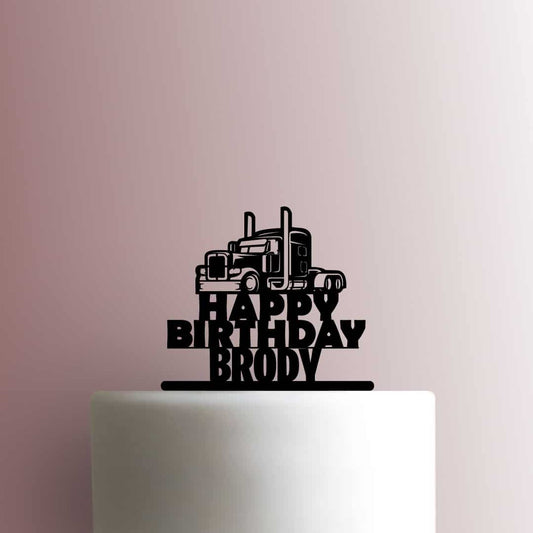Custom Semi Truck Happy Birthday Name - Acrylic Cake Topper