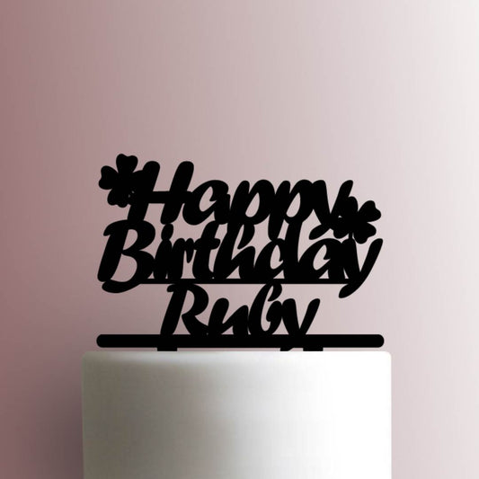 Custom Shamrock Happy Birthday Name - Acrylic Cake Topper