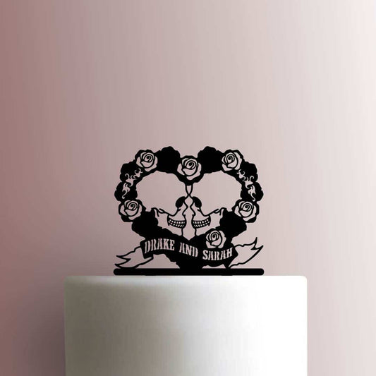 Custom Skull Heart Names - Acrylic Cake Topper