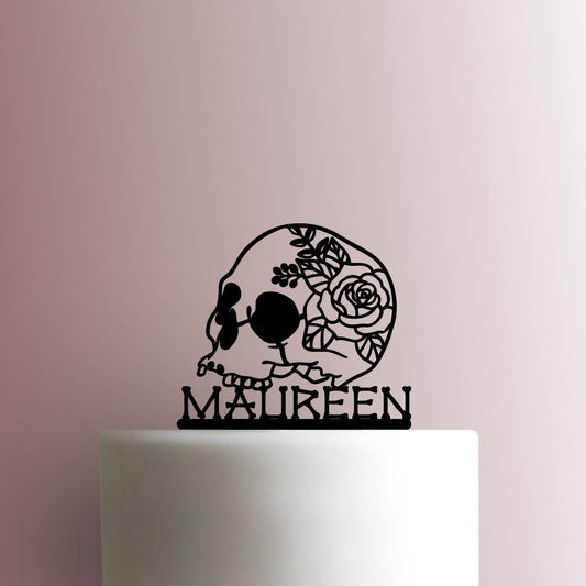 Custom Skull with Rose Flower Name - Acrylic Cake Topper