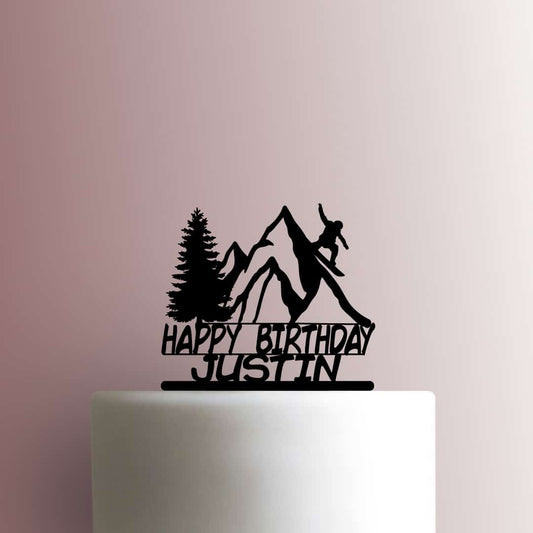 Custom Snowboarding Happy Birthday Name - Acrylic Cake Topper