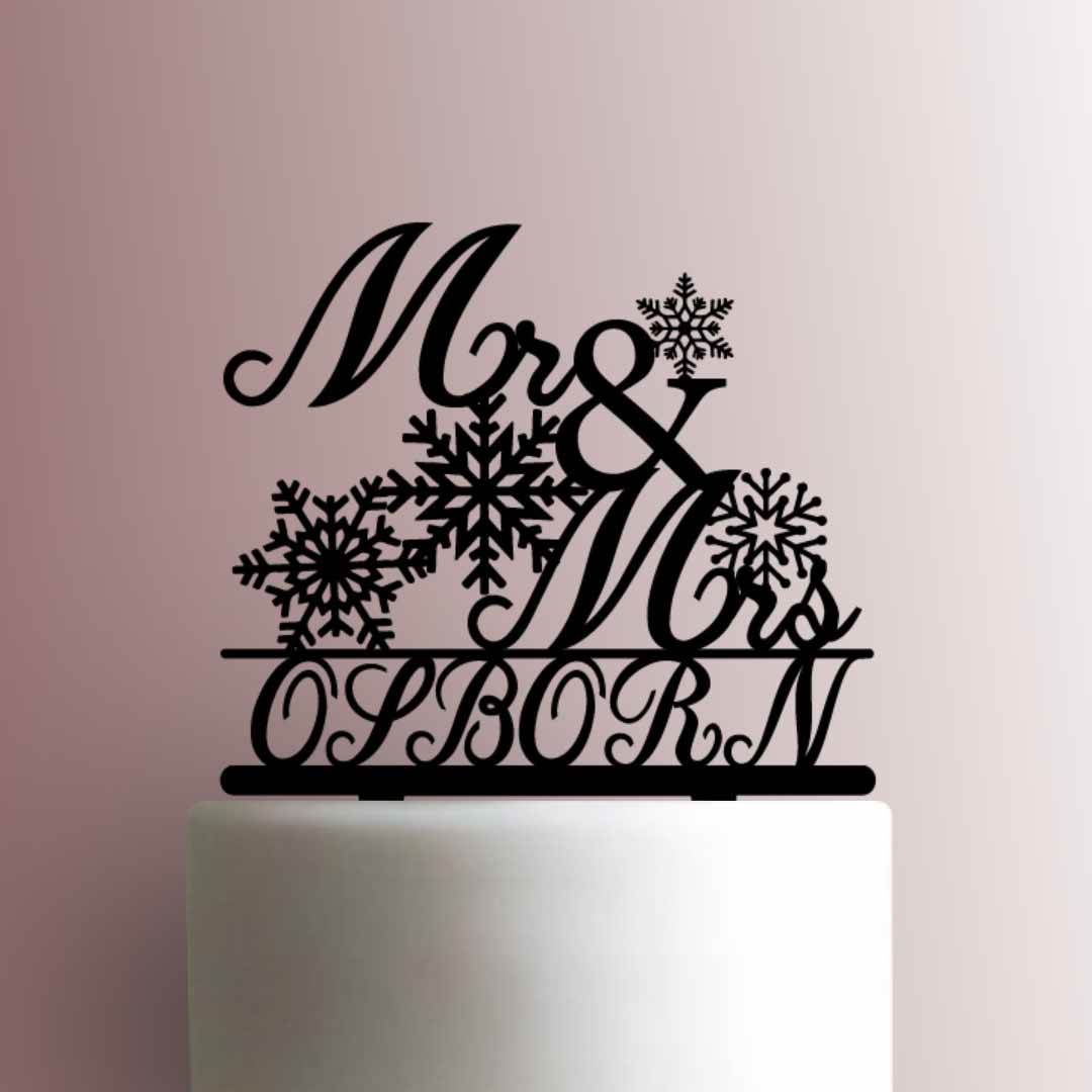 Custom Snowflake Mr and Mrs Name- Acrylic Cake Topper