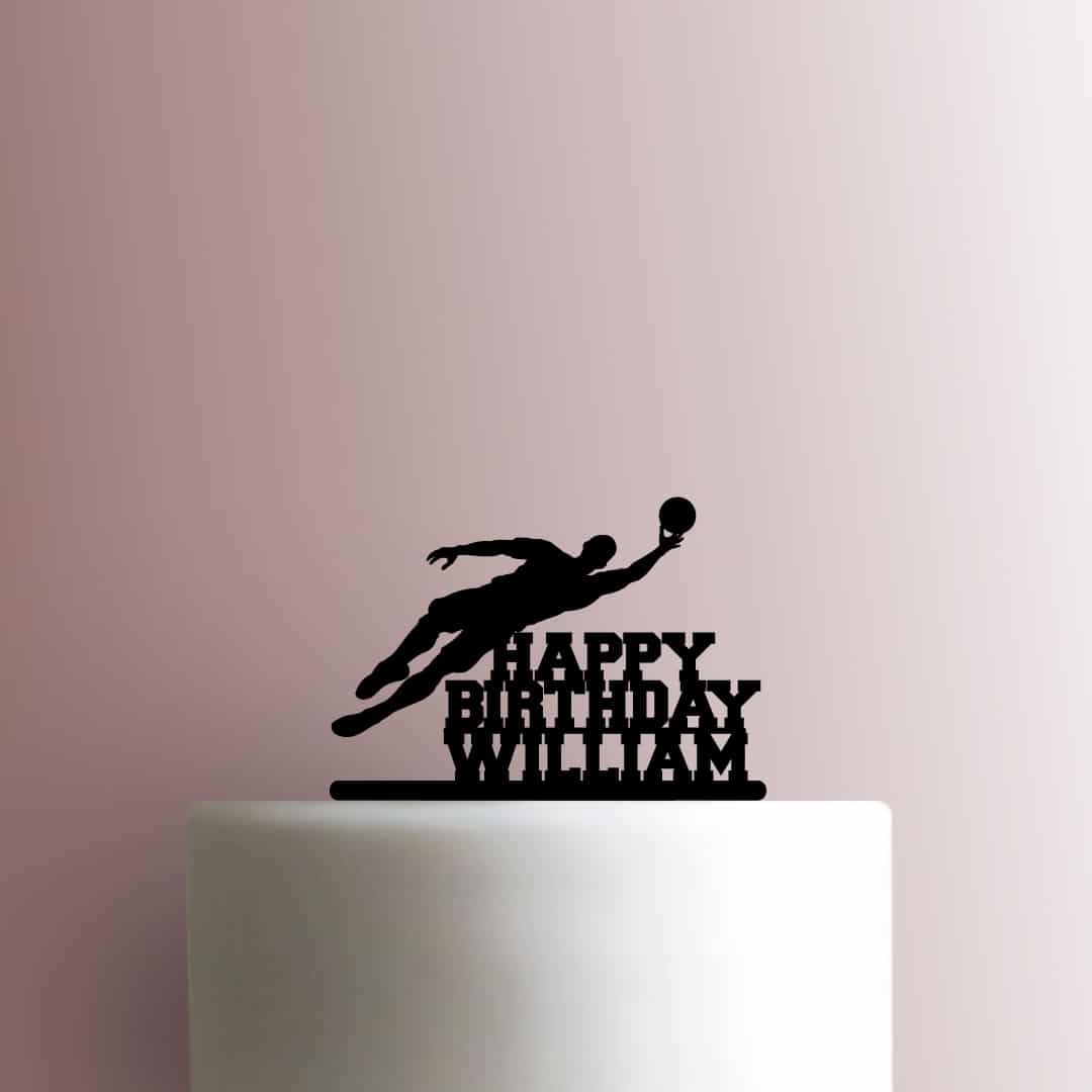 Custom Soccer Goalkeeper Happy Birthday Name - Acrylic Cake Topper