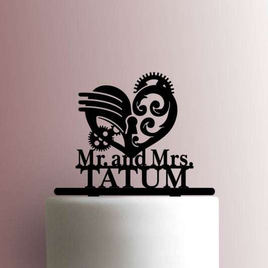 Custom Steampunk Heart Wedding Name - Acrylic Cake Topper