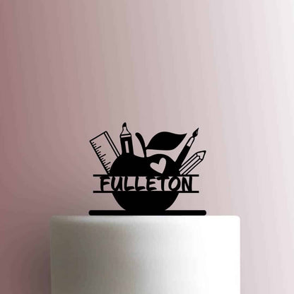 Custom Teacher Apple Supplies Name - Acrylic Cake Topper