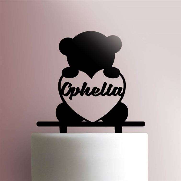 Custom Teddybear Heart- Acrylic Cake Topper