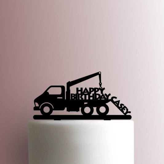 Custom Tow Truck Happy Birthday Name - Acrylic Cake Topper