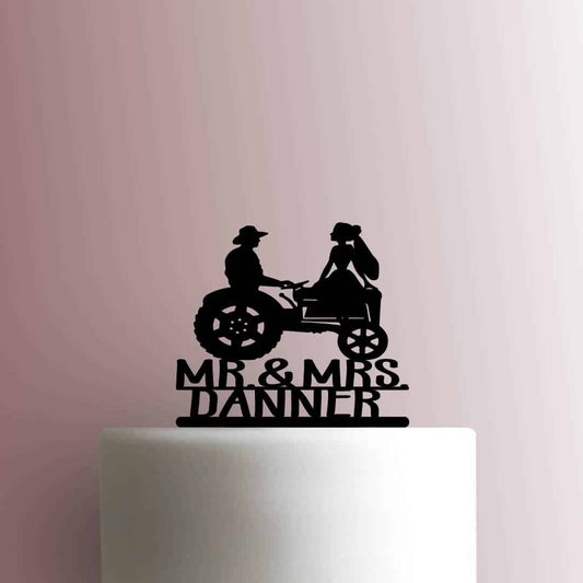 Custom Tractor Wedding Mr and Mrs Name - Acrylic Cake Topper