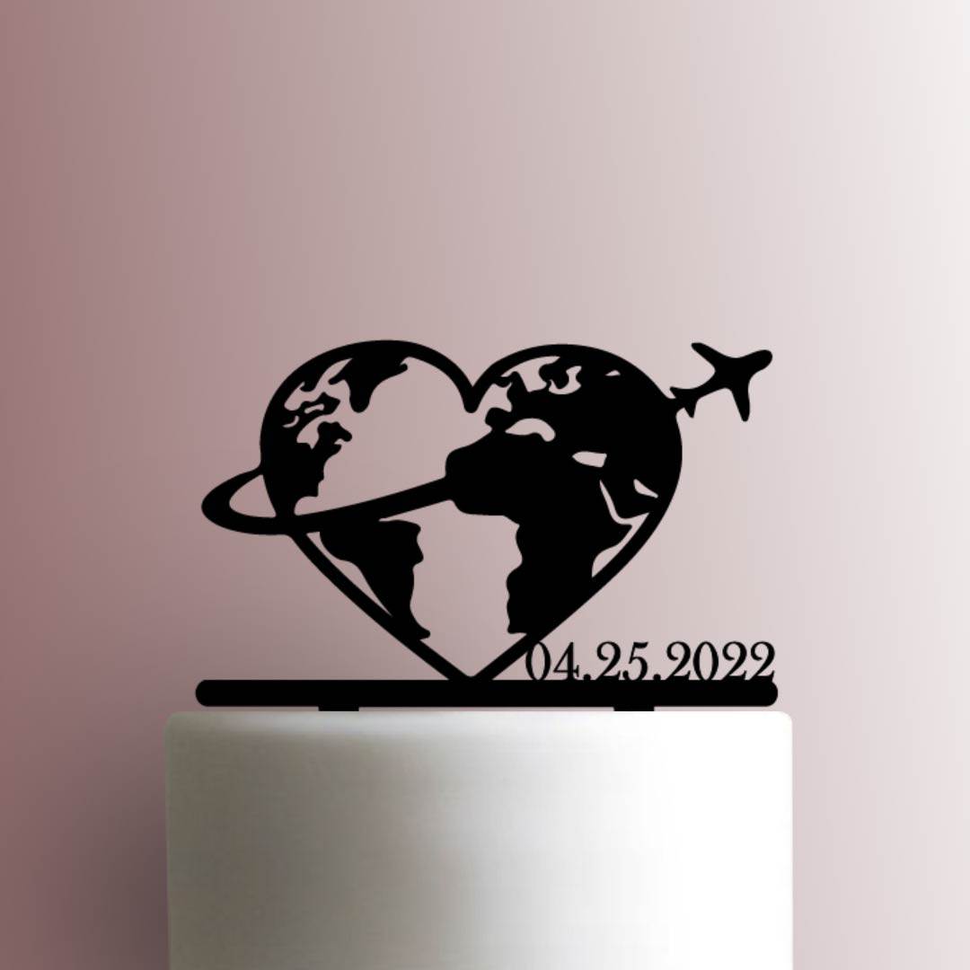 Custom Travel Love Date - Acrylic Cake Topper