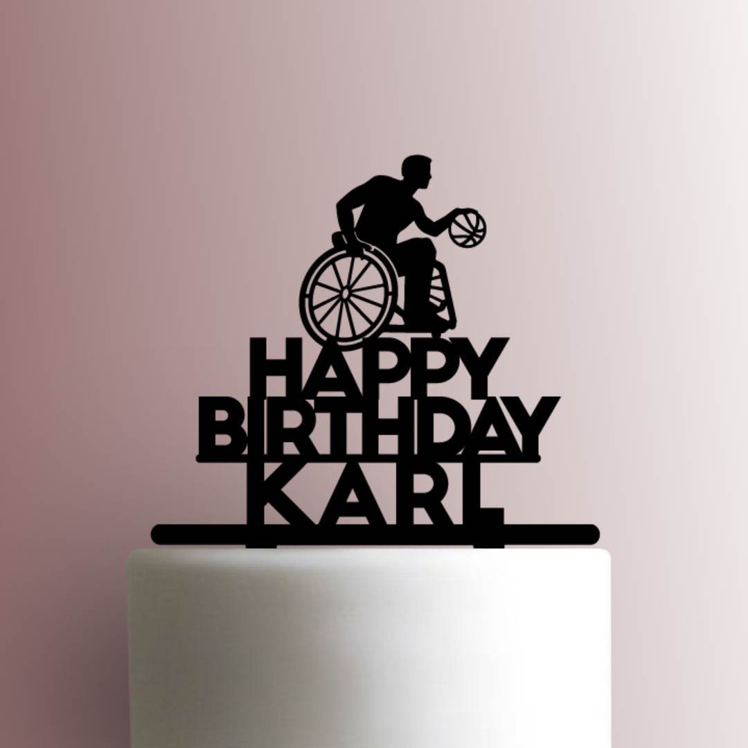 Custom Wheelchair Basketball Happy Birthday - Acrylic Cake Topper