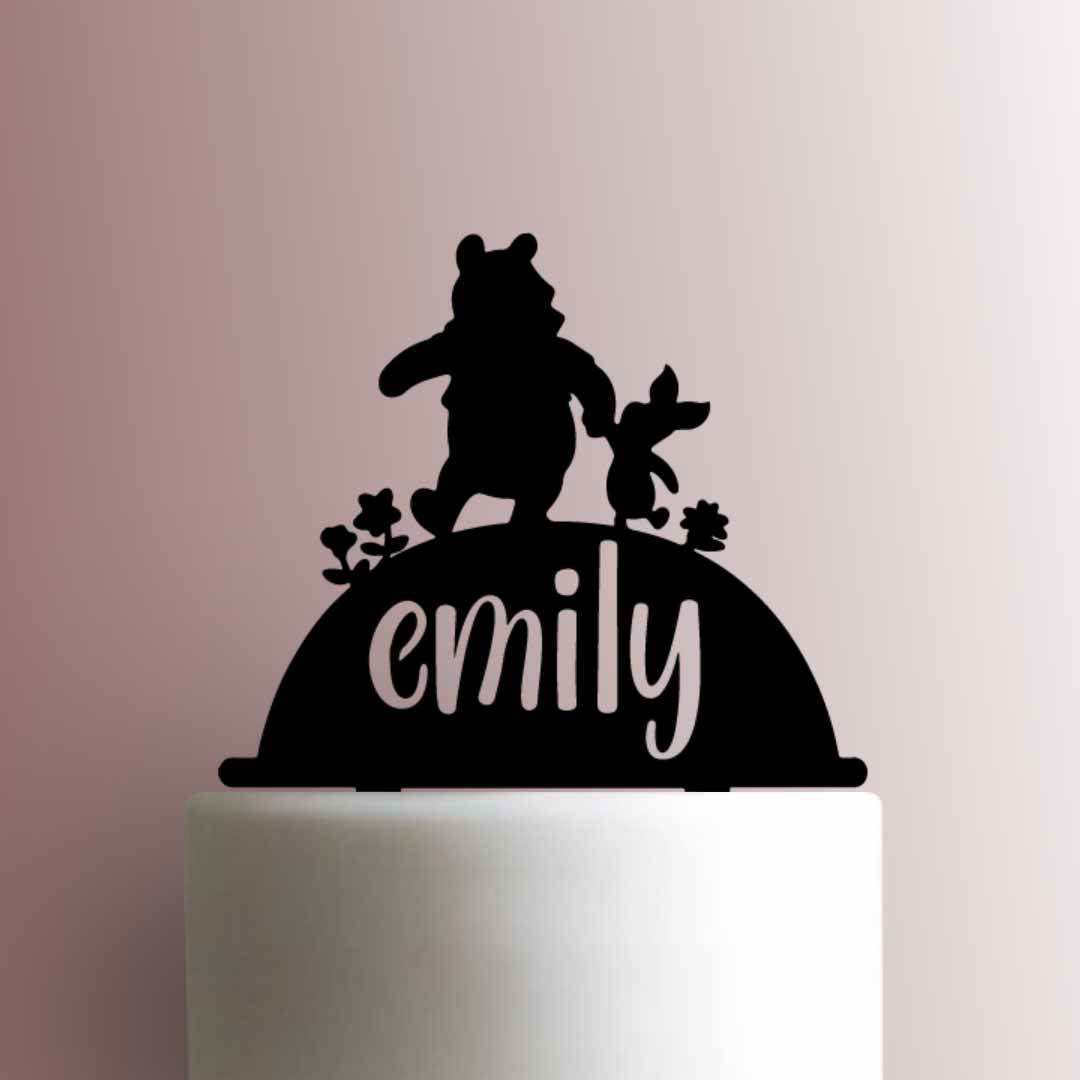Custom Winnie the Pooh and Piglet Name- Acrylic Cake Topper