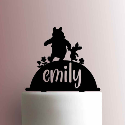 Custom Winnie the Pooh and Piglet Name- Acrylic Cake Topper