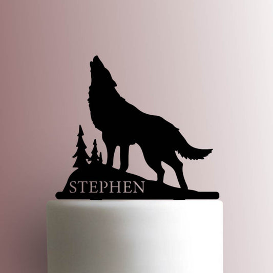 Custom Wolf Howling Name - Acrylic Cake Topper
