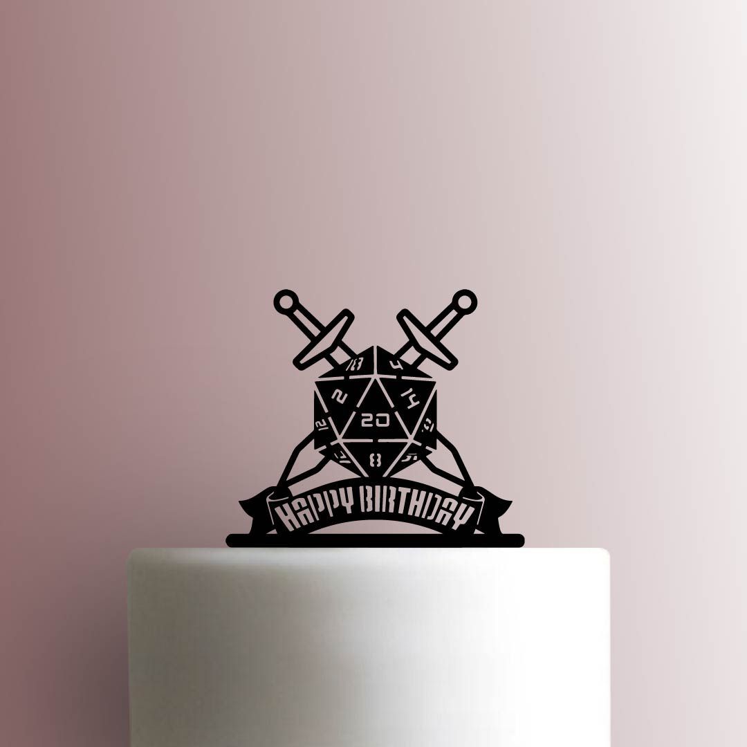 D20 Happy Birthday - Acrylic Cake Topper