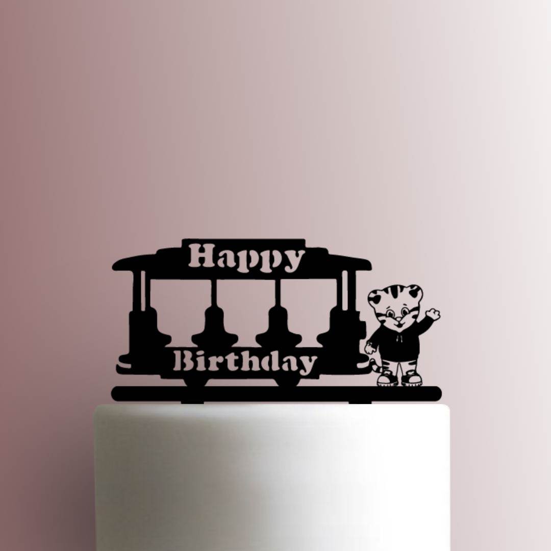 Daniel the Tiger and Trolley Happy Birthday - Acrylic Cake Topper