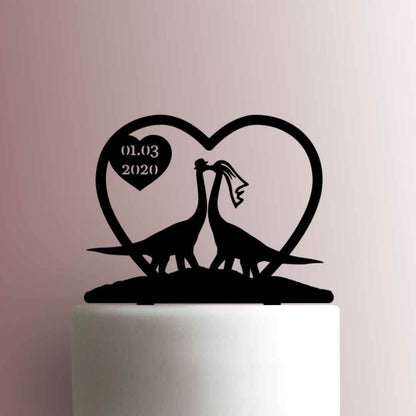 Dinosaur ? Custom Brontosaurus Wedding Date - Acrylic Cake Topper