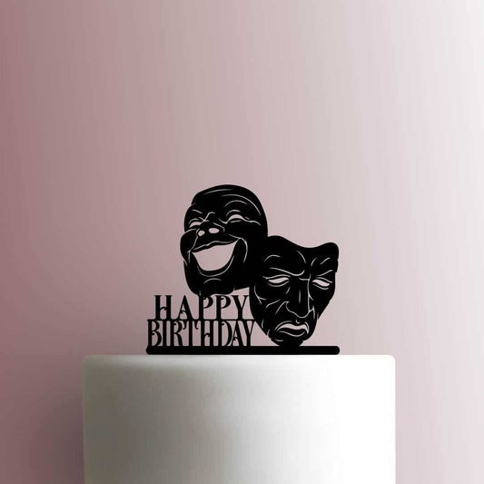 Drama Mask Happy Birthday - Acrylic Cake Topper
