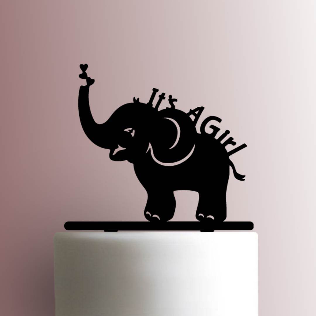 Elephant Its A Girl - Acrylic Cake Topper