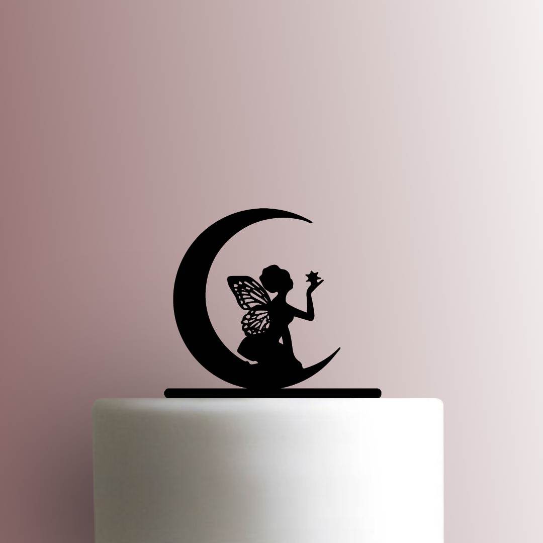 Fairy on Moon - Acrylic Cake Topper