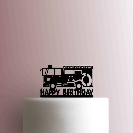 Fire Truck Happy Birthday - Acrylic Cake Topper