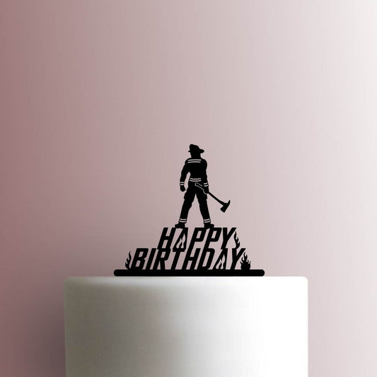 Firefighter Happy Birthday - Acrylic Cake Topper