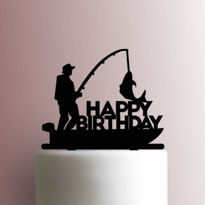 Fisherman Happy Birthday - Acrylic Cake Topper