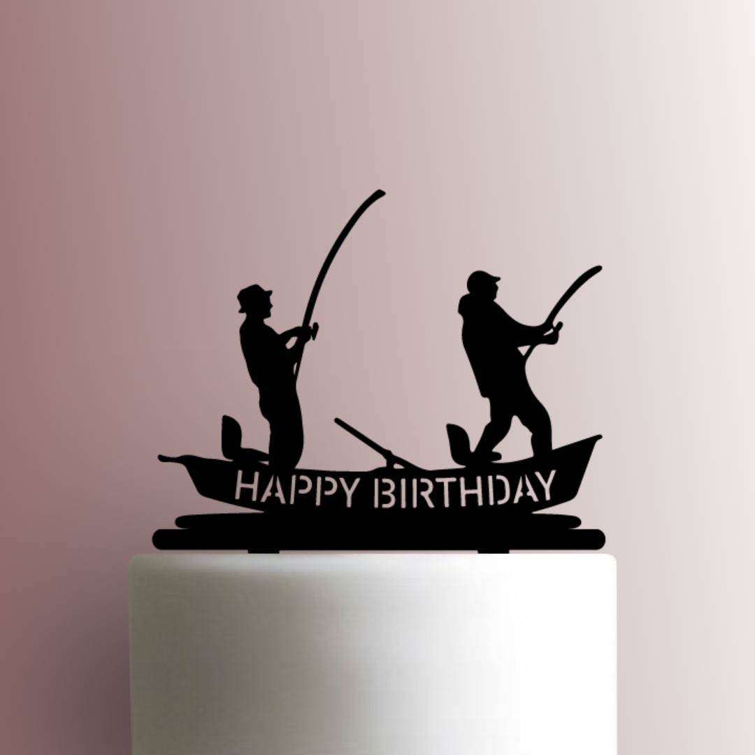 Fishing Happy Birthday - Acrylic Cake Topper
