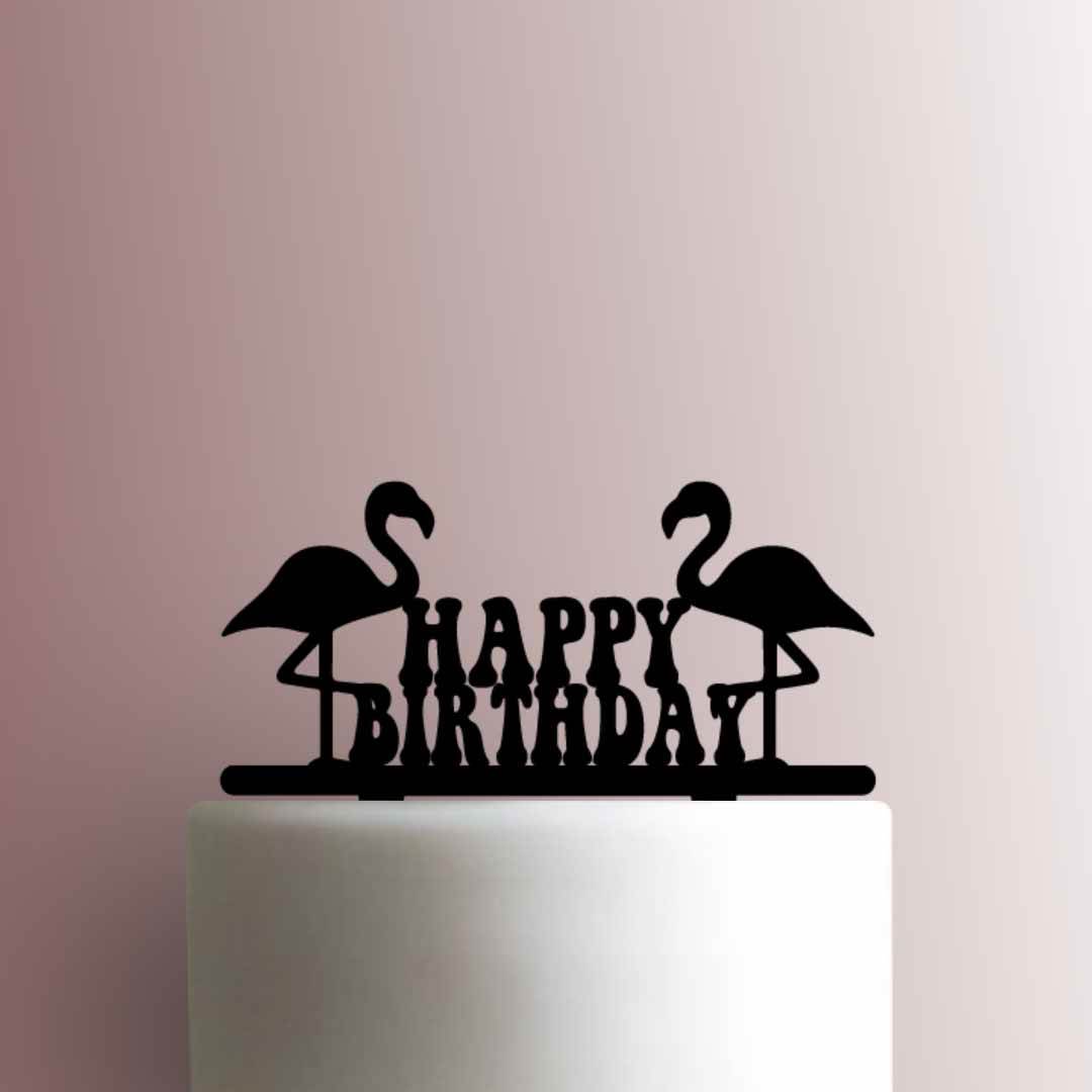 Flamingo Happy Birthday - Acrylic Cake Topper