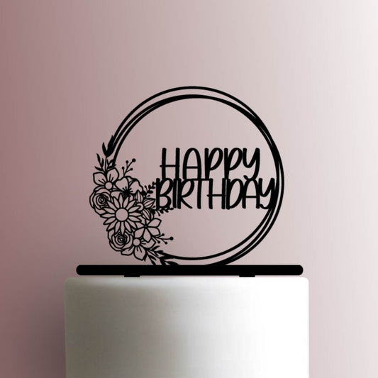 Floral Happy Birthday - Acrylic Cake Topper