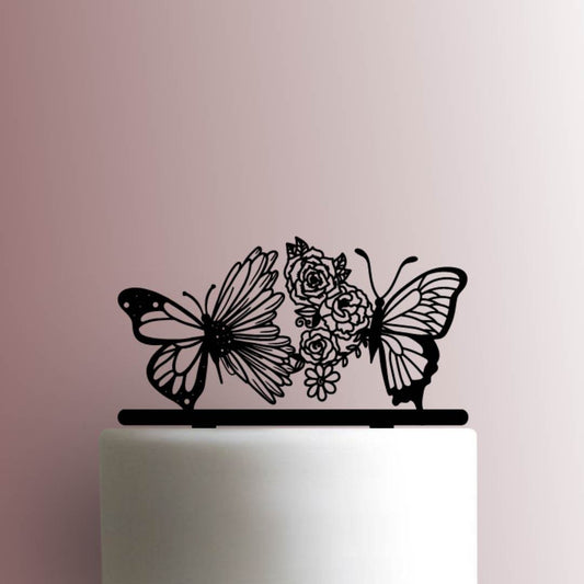 Flower Butterflies - Acrylic Cake Topper
