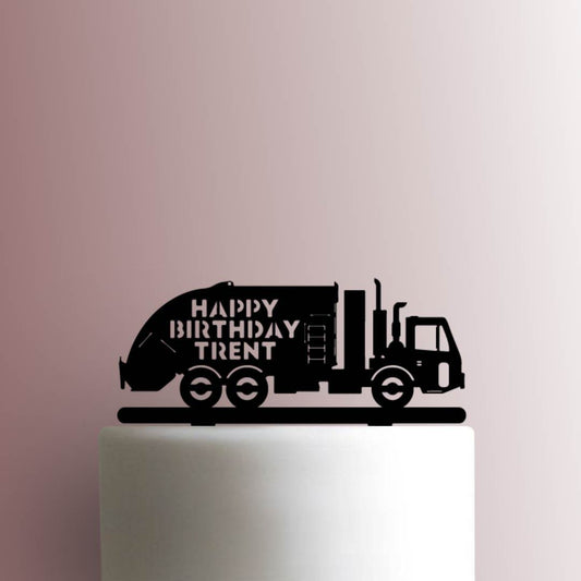 Garbage Truck Happy Birthday - Acrylic Cake Topper