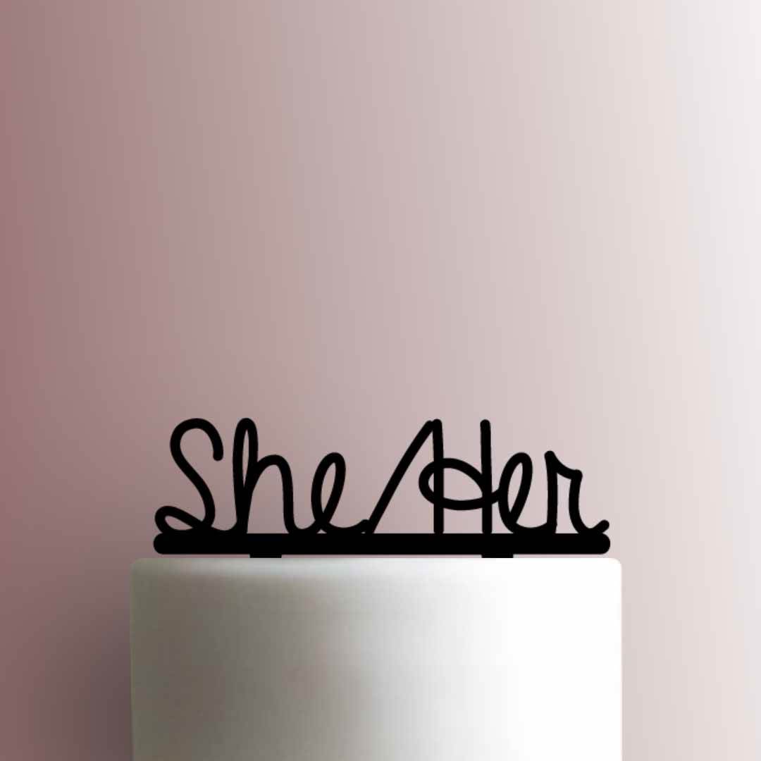 Gender Identity Pronoun She Her - Acrylic Cake Topper