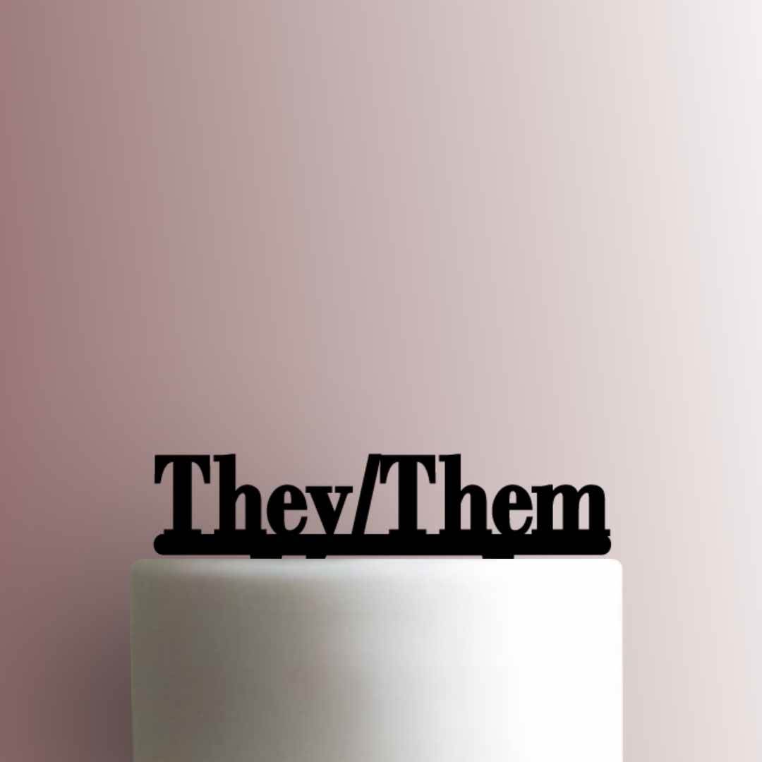 Gender Identity Pronoun They Them - Acrylic Cake Topper