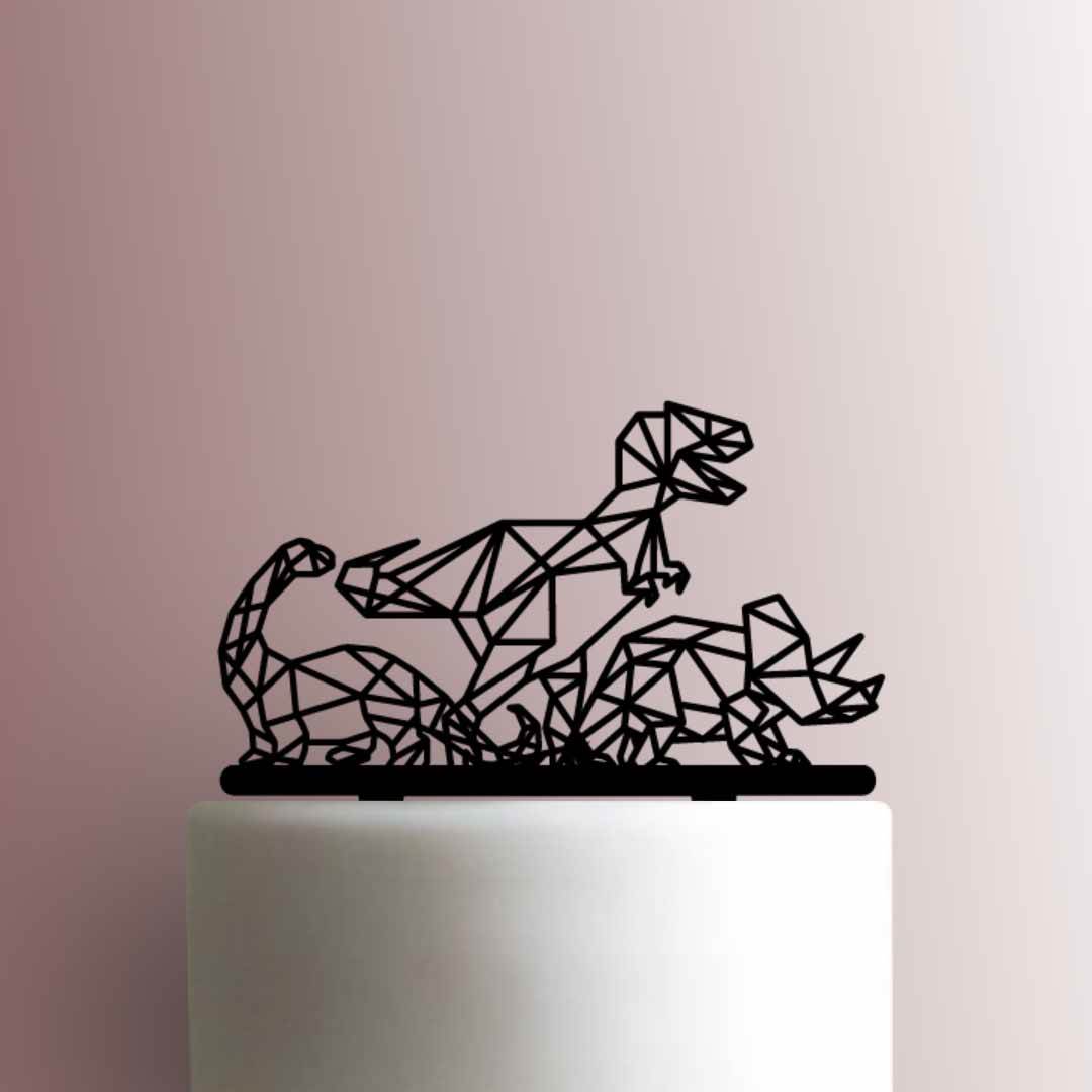 Geometric Dinosaurs - Acrylic Cake Topper