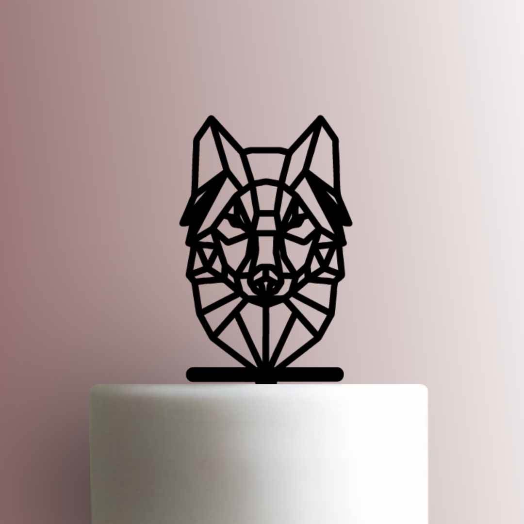 Geometric Wolf Head - Acrylic Cake Topper