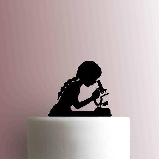 Girl Looking Into Microscope - Acrylic Cake Topper
