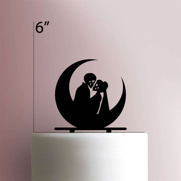 Gothic Moon Skeleton Couple- Acrylic Cake Topper