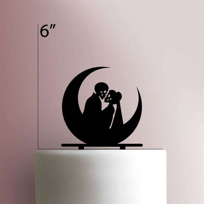 Gothic Moon Skeleton Couple- Acrylic Cake Topper