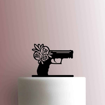 Gun with Flowers - Acrylic Cake Topper