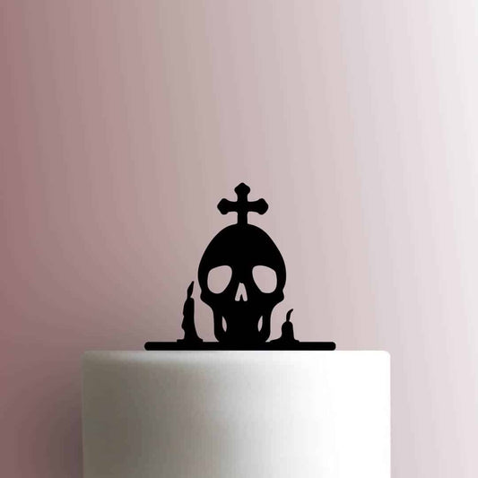 Halloween ? Skull with Cross - Acrylic Cake Topper