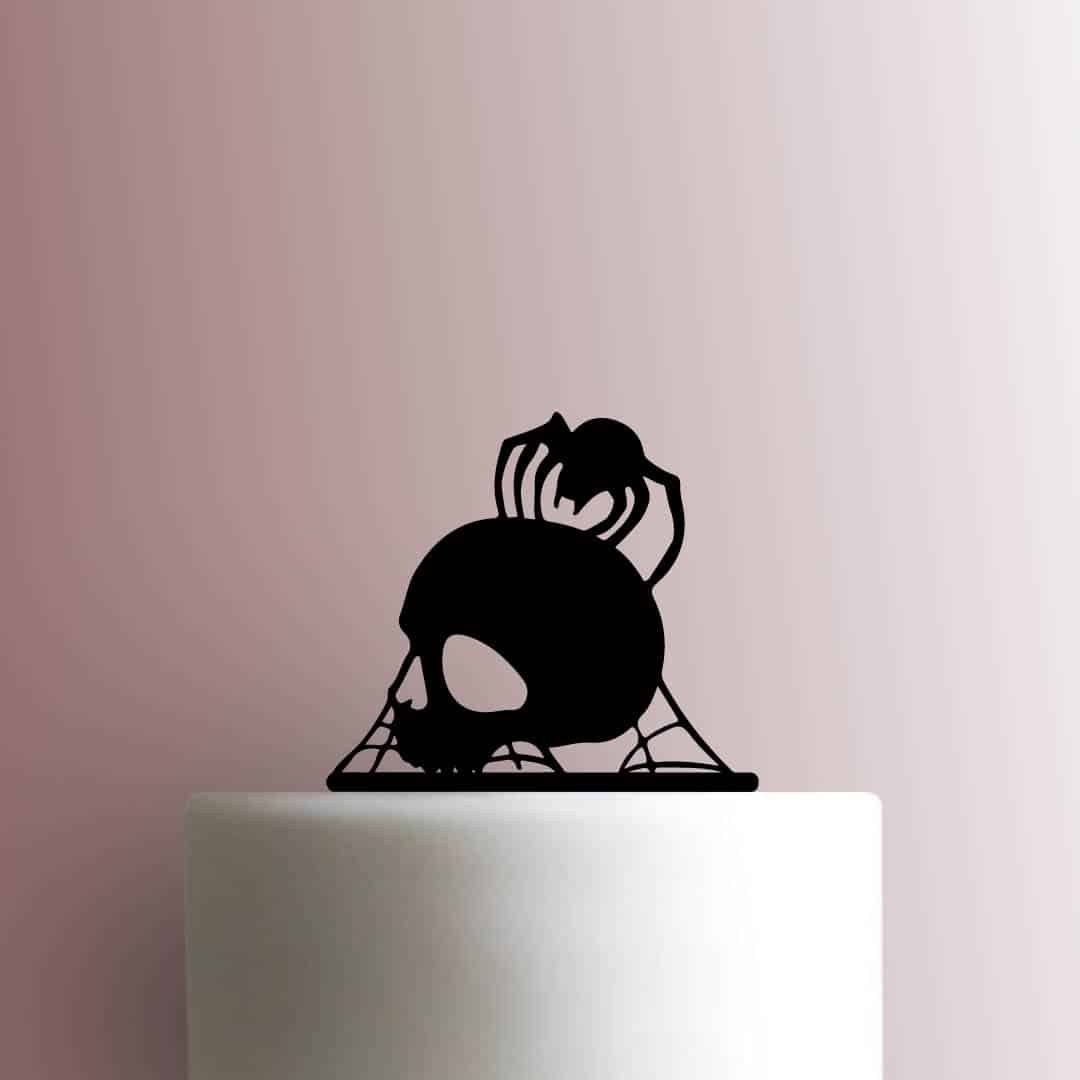 Halloween ? Skull with Spider - Acrylic Cake Topper