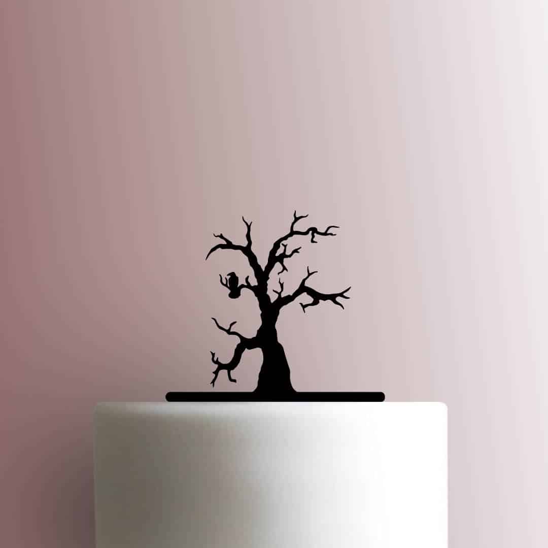 Halloween ? Tree with Raven - Acrylic Cake Topper