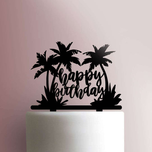Happy Birthday Palm Trees- Acrylic Cake Topper