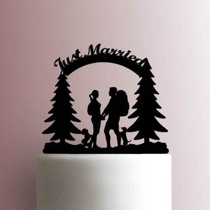 Hiking Couple Just Married - Acrylic Cake Topper